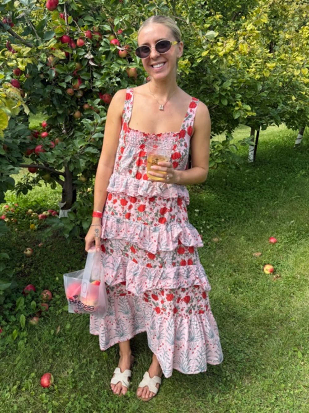 Anthropologie Sleeveless Square Neck Red Floral Ruffled Bohemian Maxi Dress S